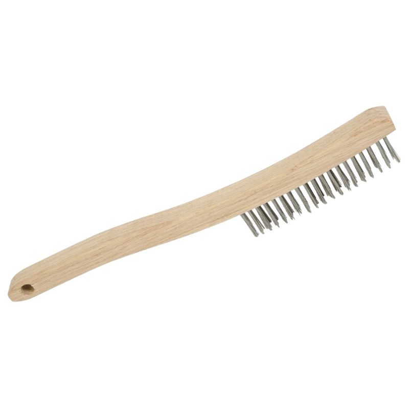 Stainless Steel Hand Wire Scratch Brush – 3 Row – Long Handle