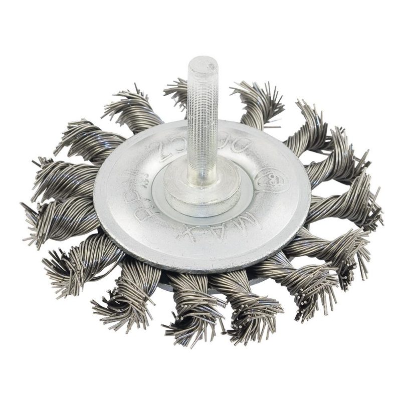 3 x 1/4" Shaft Mounted Stainless Steel Knot Twisted Radial Brush