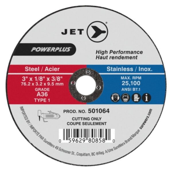 3 x 1/8 x 3/8 A36 POWERPLUS T1 Cut-Off Wheel