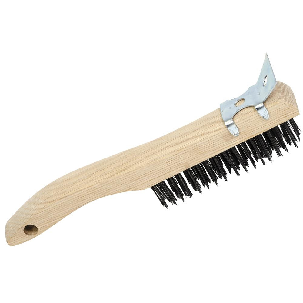 Carbon Steel with Scraper Hand Wire Scratch Brush – 4 Row – Shoe Handle