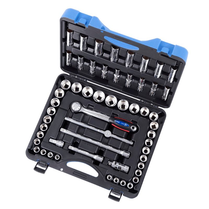 1/2" DR SAE/Metric Socket Wrench Set – 6 pt. – 55 pc