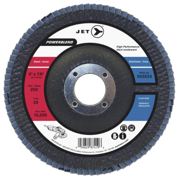 6 x 7/8" Z60 POWERBLEND T29 Zirconia Flap Discs