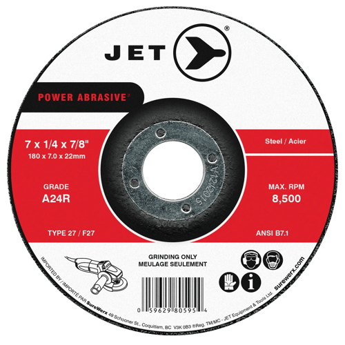 7 x 1/4 x 7/8 A24R POWER ABRASIVE T27 Grinding Wheel