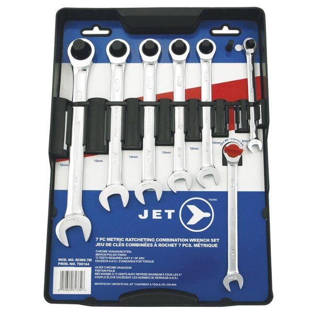 Long Metric Ratcheting Combination Wrench Set – 7 pc