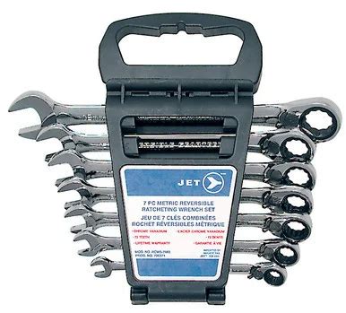 7 PC Long Metric Reversible Ratcheting Combination Wrench Set