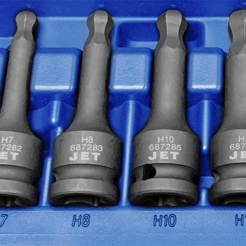 9-Piece 1/2" DR Metric Ball Nose Hex Impact Socket Set
