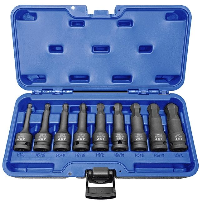 1/2" DR SAE Ball Nose Hex Impact Socket Set – 9 pc