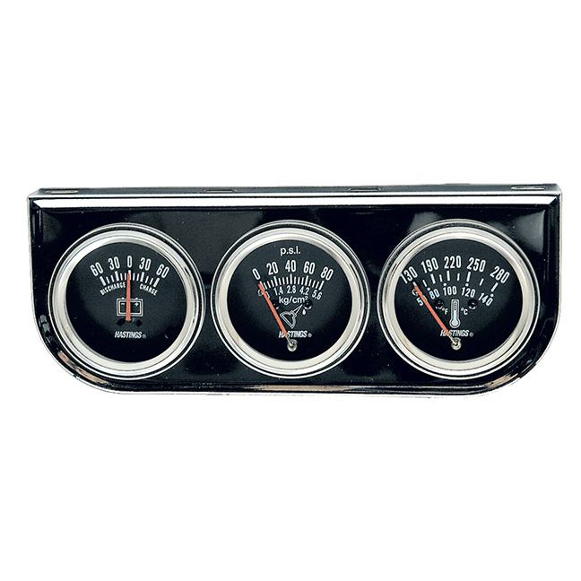 Chrome Series Triple Ammeter, Oil Pressure and Water Temperature Gauge Kit