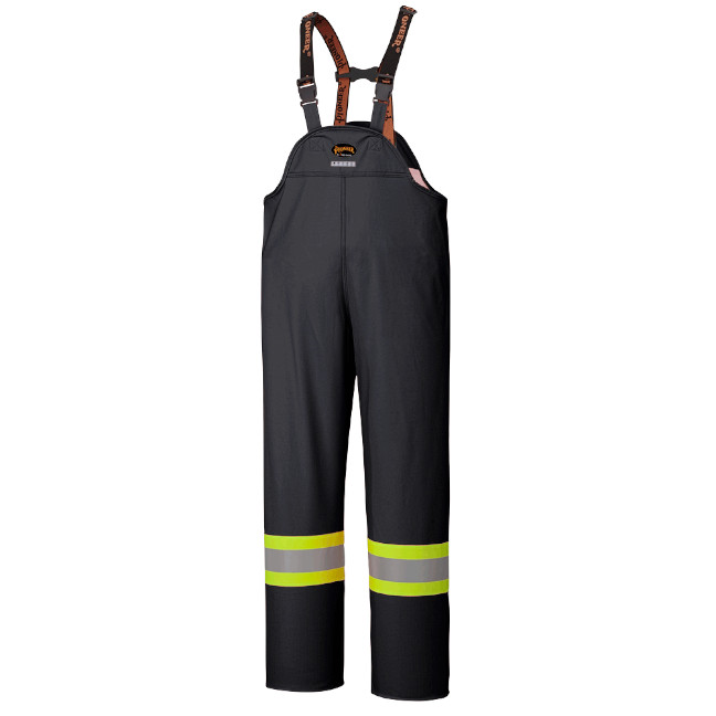 Hi-Vis FR Bib Pants – PU Stretch – Waterproof – Black – 3XL