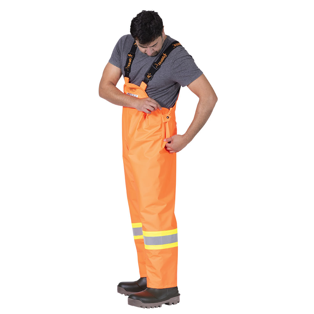 Hi-Vis FR Bib Pants – PU Stretch – Waterproof – Hi-Vis Orange – XL