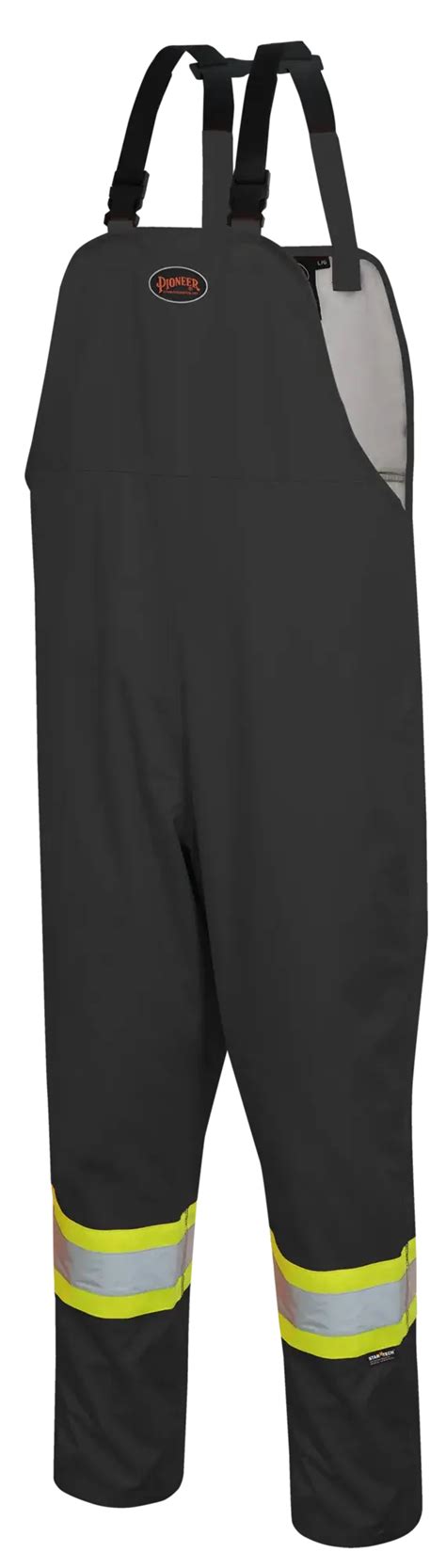 "The Rock" Hi-Vis 300D Oxford Poly Bib Pants – PU Coated – Black – 2XL