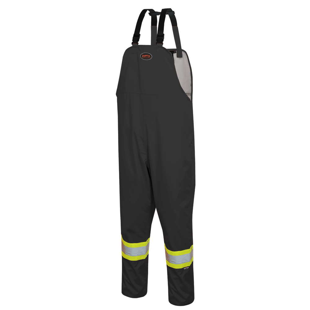 "The Rock" Hi-Vis 300D Oxford Poly Bib Pants – PU Coated – Black – XL