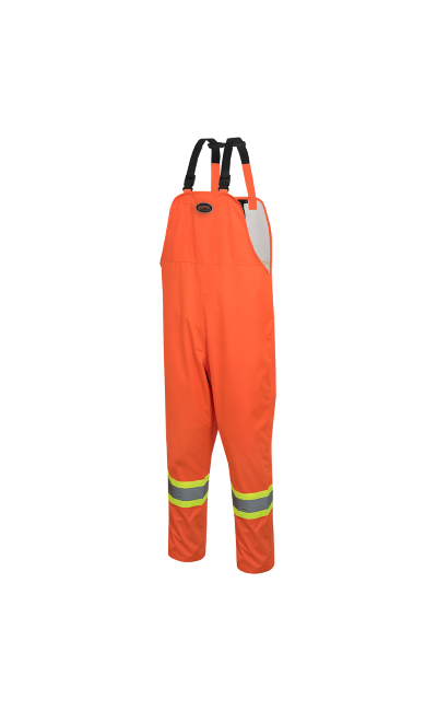 "The Rock" Hi-Vis 300D Oxford Poly Bib Pants – PU Coated – Hi-Vis Orange – 4XL