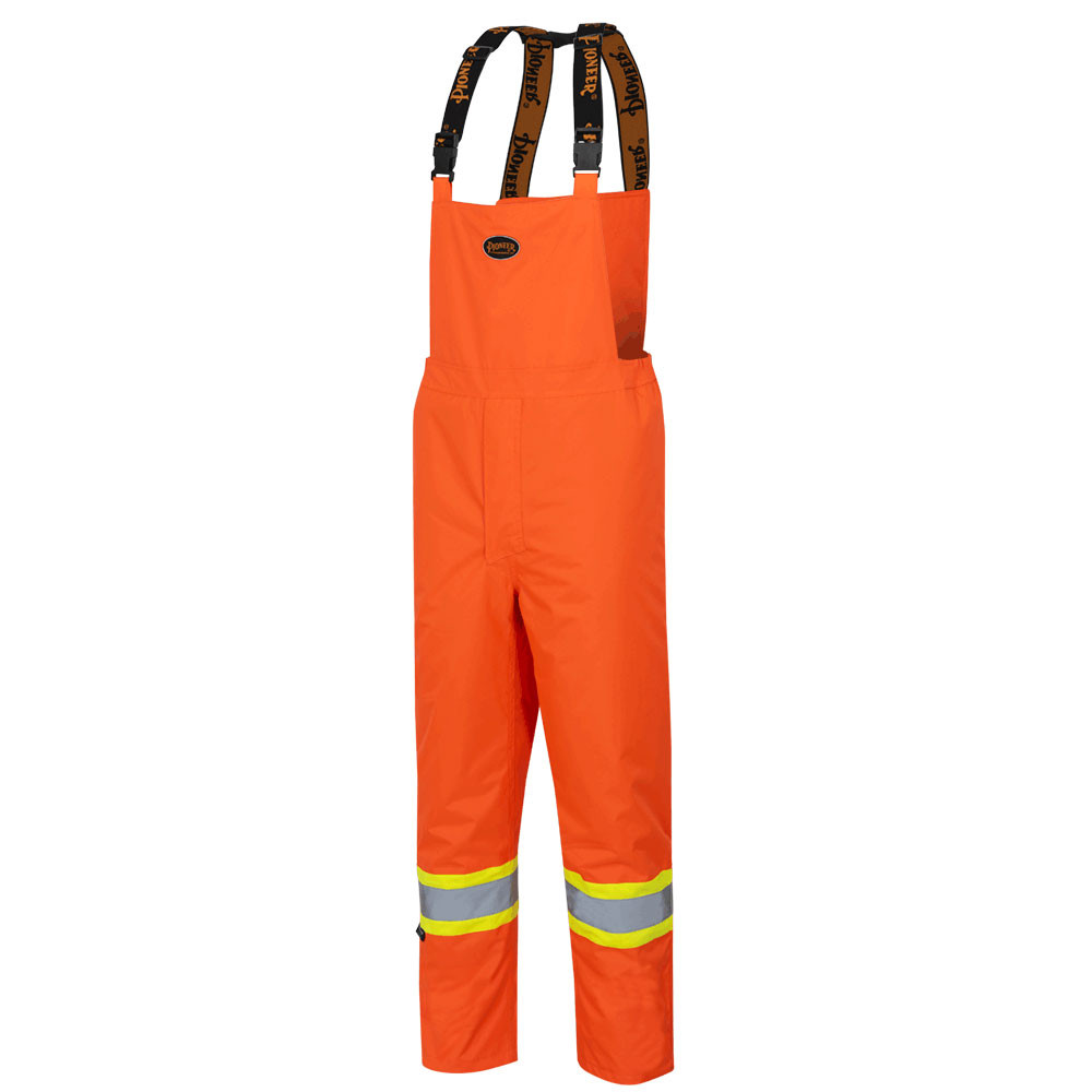 "The Rock" Hi-Vis 300D Oxford Poly Bib Pants – PU Coated – Hi-Vis Orange – 5XL