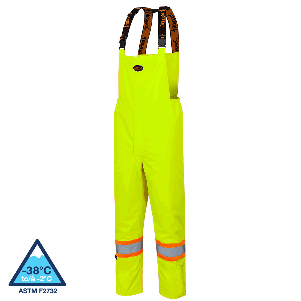 "The Rock" Hi-Vis 300D Oxford Poly Bib Pants – PU Coated – Hi-Vis Yellow/Green – XL
