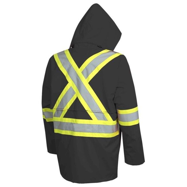 "The Rock" Hi-Vis 300D Oxford Poly Jacket – PU Coated – Black – 4XL