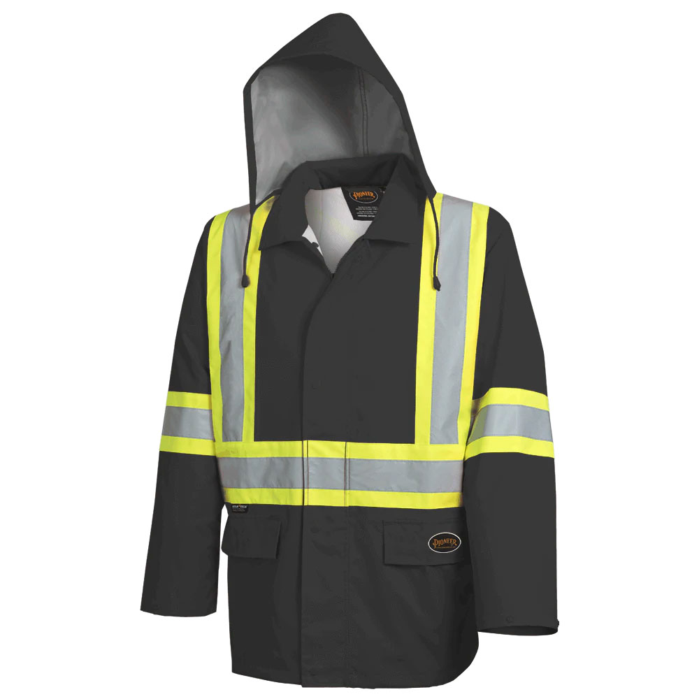 "The Rock" Hi-Vis 300D Oxford Poly Jacket – PU Coated – Black – L