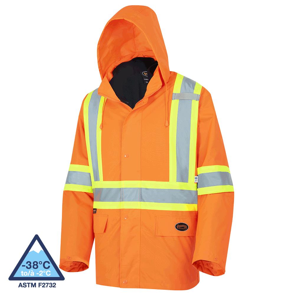 "The Rock" Hi-Vis 300D Oxford Poly Jacket – PU Coated – Hi-Vis Orange – 3XL