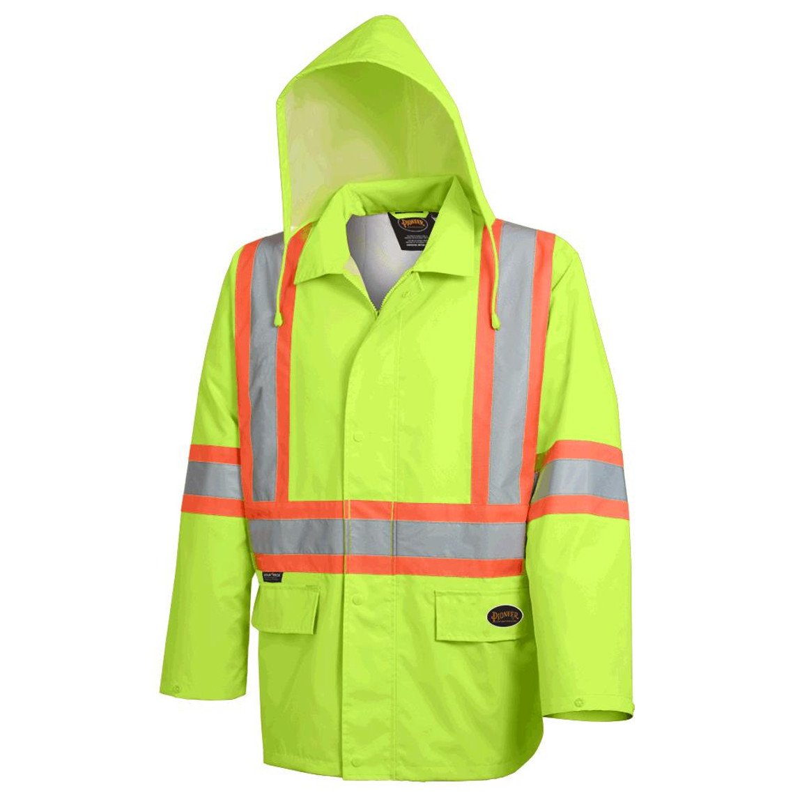 "The Rock" Hi-Vis 300D Oxford Poly Long Coat – PU Coated – Detachable Hood – Hi-Vis Orange – 2XL