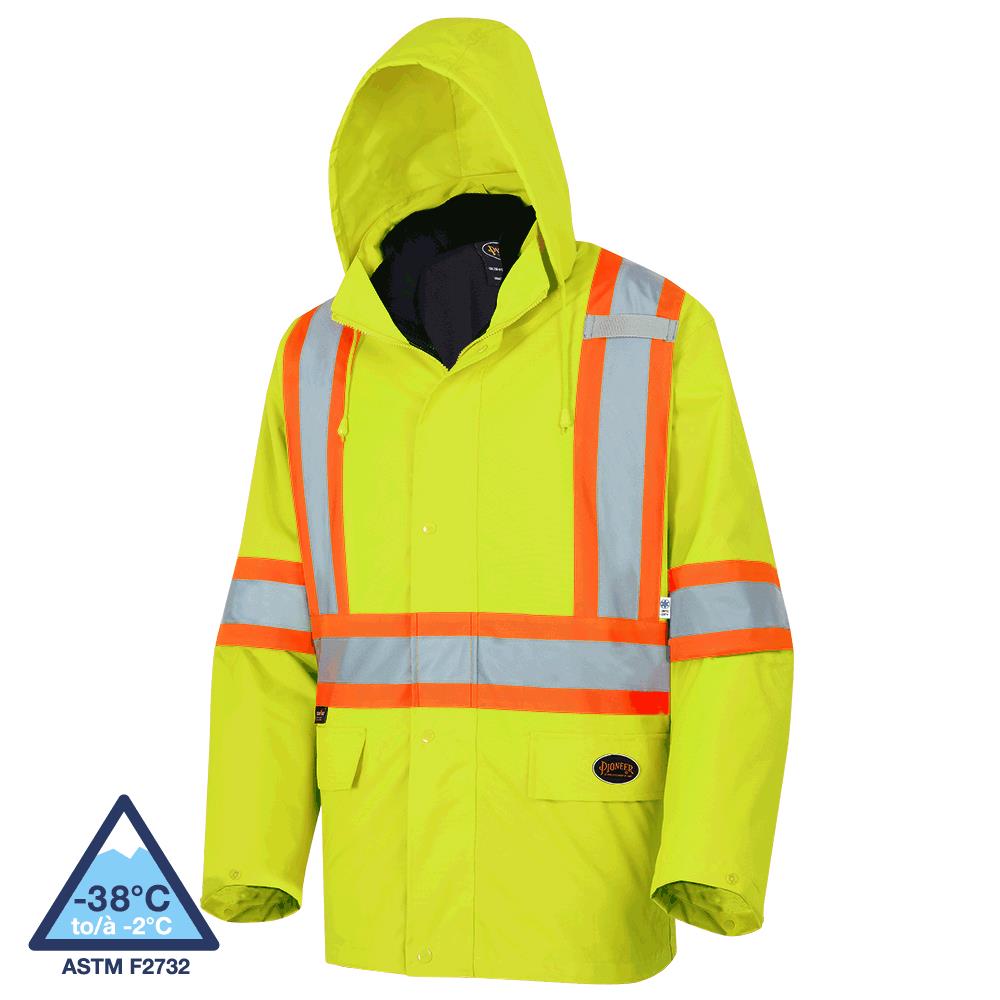 "The Rock" Hi-Vis 300D Oxford Poly 3-in-1 Parka – PU Coated – Detachable Hood – Hi-Vis Orange – S