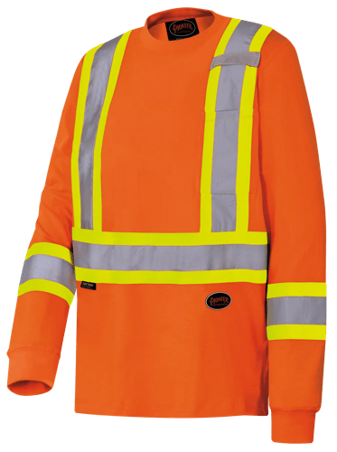Hi-Vis 100% Cotton Long-Sleeved Safety Shirt – Hi-Vis Orange – L