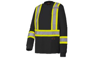 Hi-Vis 100% Cotton Long-Sleeved Safety Shirt- Black – 3XL