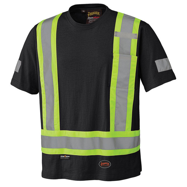 Hi-Vis 100% Cotton Safety T-Shirt – Black – M