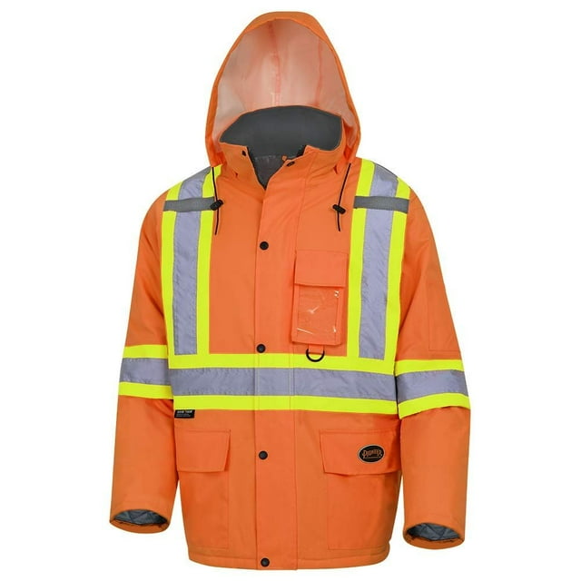 Hi-Vis Winter Quilted Safety Parka – 100% Waterproof – Hi-Vis Orange – 2XL