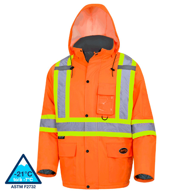Hi-Vis Winter Quilted Safety Parka – 100% Waterproof – Hi-Vis Orange – 3XL