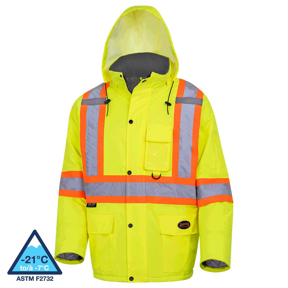 Hi-Vis Winter Quilted Safety Parka – 100% Waterproof – Hi-Vis Yellow/Green – M
