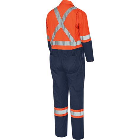 2-Tone Poly/Cotton Safety Coveralls – Zipper Closure – Orange/Navy – 54