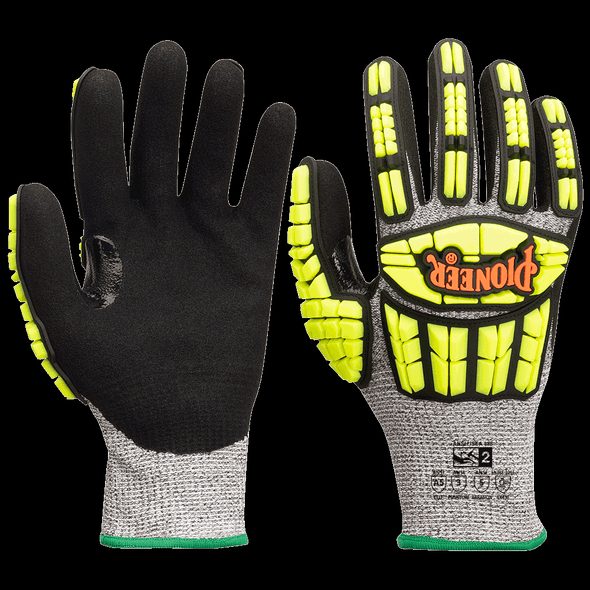 Touch-Screen Cut-Resistant Gloves – Cut Level A5 – Sandy Nitrile Coating – Hi-Vis Orange/Black – S