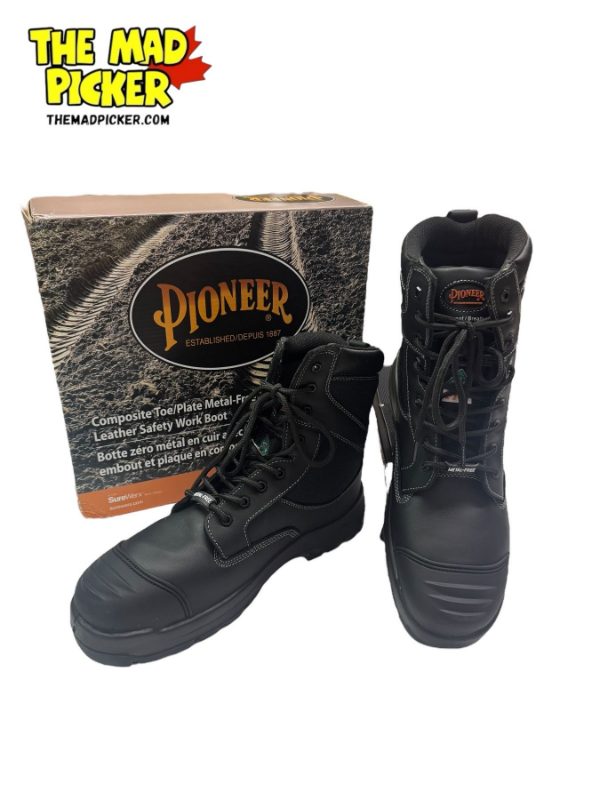 Leather Safety Work Boot – Composite Toe/Plate – Metal-Free – Black- 14