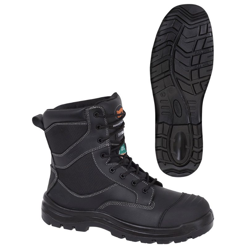Leather Safety Work Boot – Composite Toe/Plate – Metal-Free – Black- 9