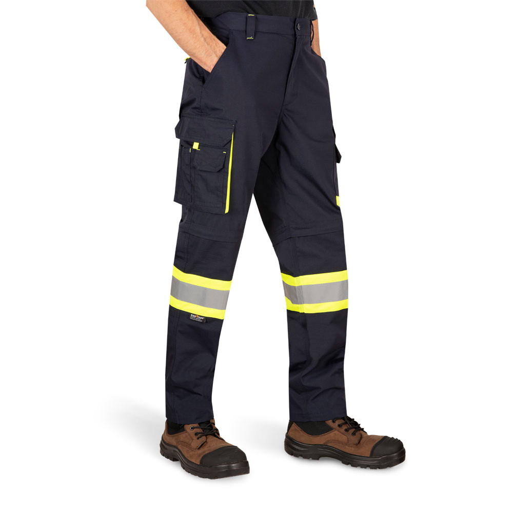 Hi-Vis Safety Cargo Pants – Convertible Zip-Off – Navy – 34x34