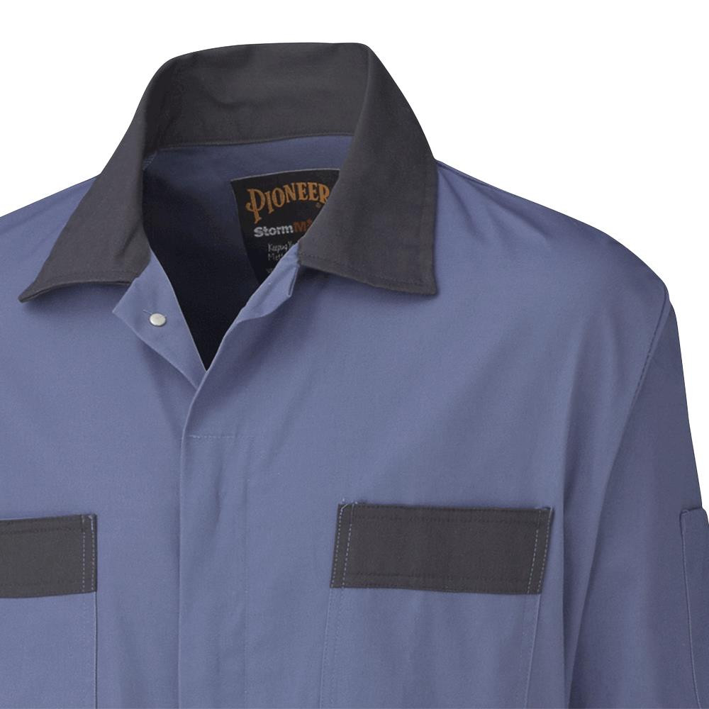 Cotton Coverall – Concealed Brass Button Closure – Navy – 52 – Tall