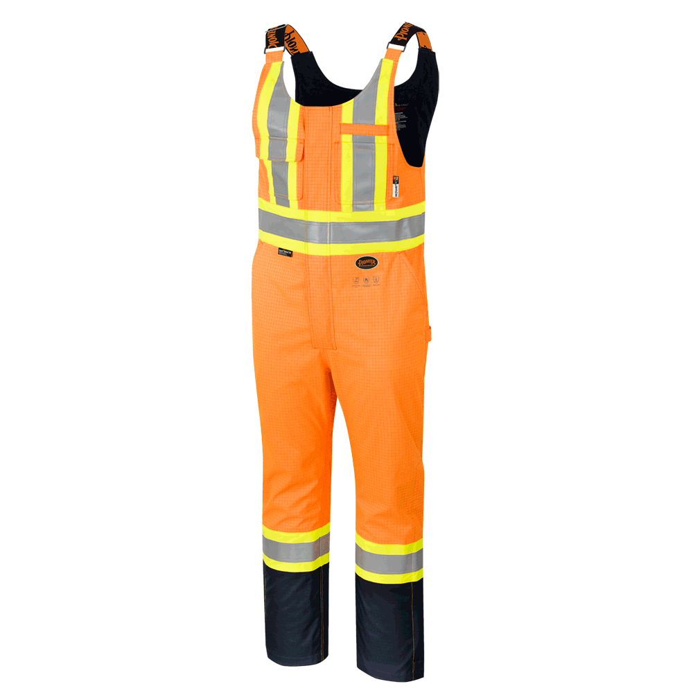 Defender® FR/ARC/Antistatic 300D Oxford Trilaminate Safety Bib Pants – Hi- Vis Orange – 5XL