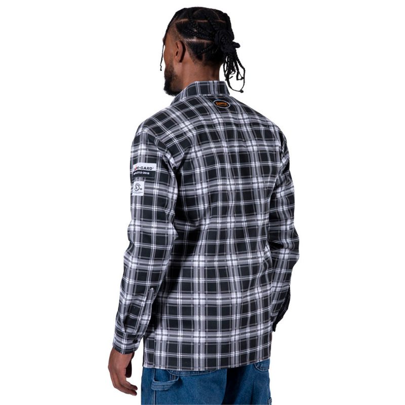 Flame-Gard® 100% Cotton Safety Work Shirt – Black Plaid – M