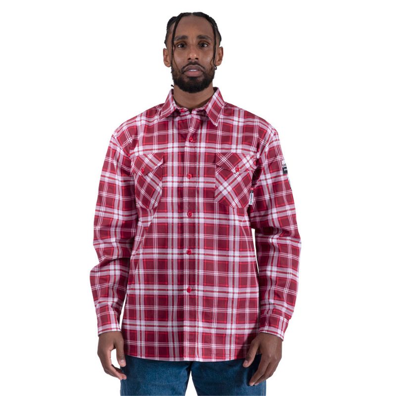Flame-Gard® 100% Cotton Safety Work Shirt – Red Plaid – M
