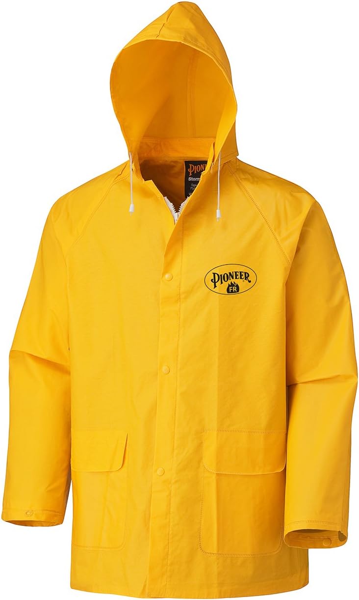 Flame-Resistant PVC Rain Jacket – Waterproof – Detachable Hood – Yellow – 4XL