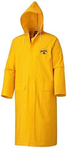 Flame-Resistant PVC Long Rain Coat – 48" – Waterproof – Yellow – 3XL