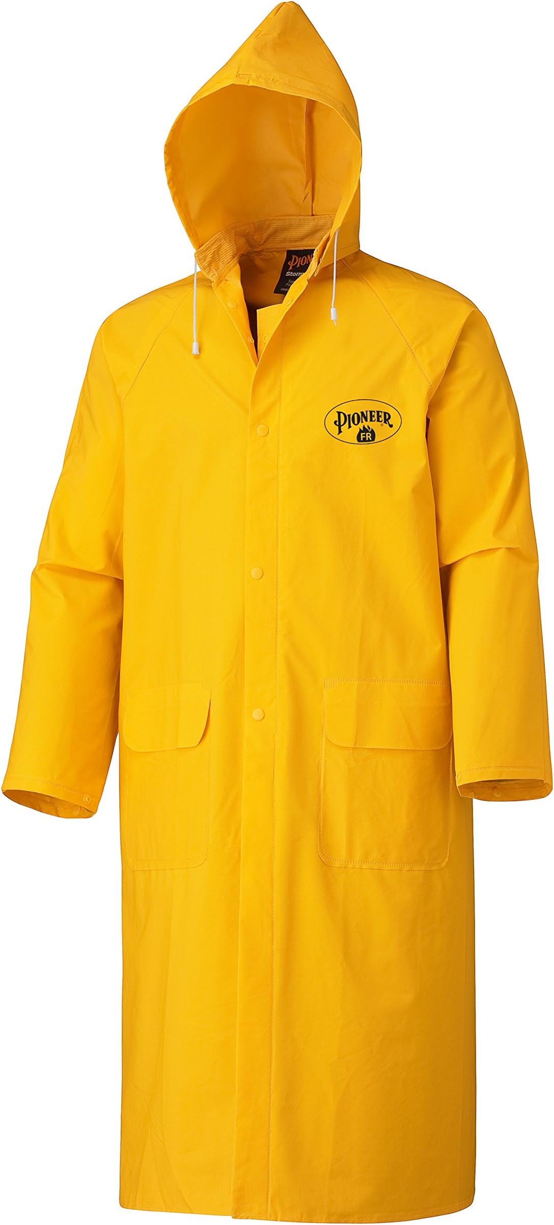 Flame-Resistant PVC Long Rain Coat – 48" – Waterproof – Yellow – L
