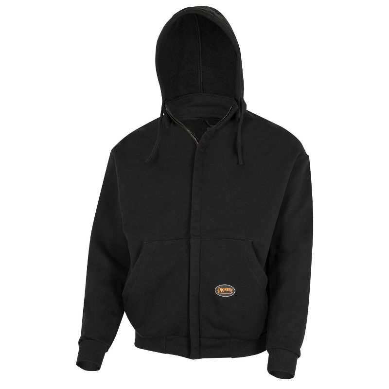FR Heavyweight Cotton Hoodie – Zipper Closure – Black – 7XL
