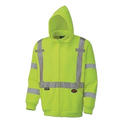 Hi-Vis FR Heavyweight Cotton Safety Hoodie – Zipper Closure – Hi-Vis Yellow – 3XL