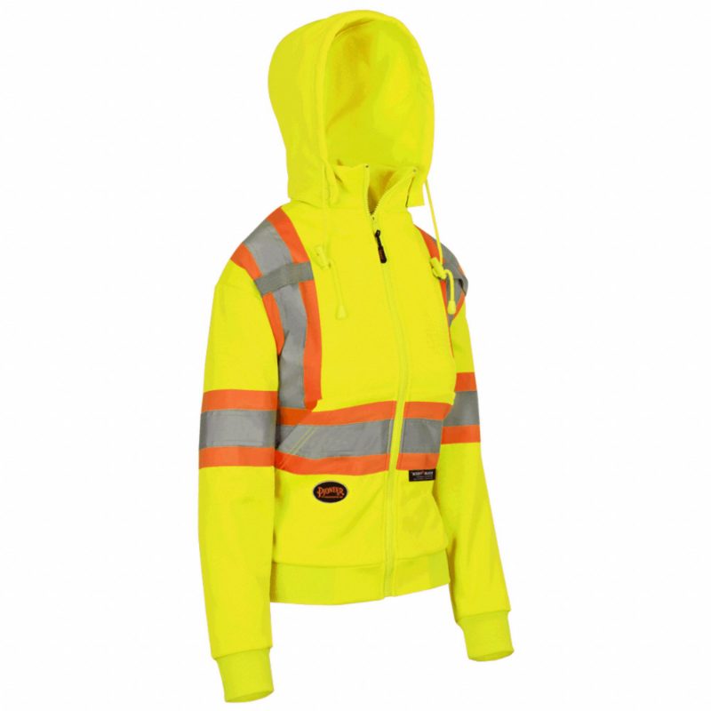 Hi-Vis FR Heavyweight Cotton Safety Hoodie – Zipper Closure – Hi-Vis Yellow – 4XL