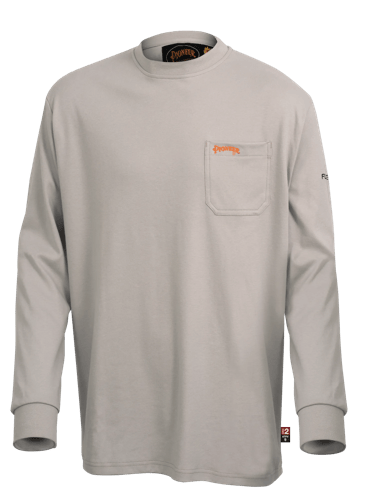 FR/Arc-Rated Long-Sleeved Shirt – 100% Cotton – Light Grey – L