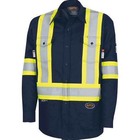 FR/Arc-Rated Long-Sleeved Shirt – 100% Cotton – Navy – L