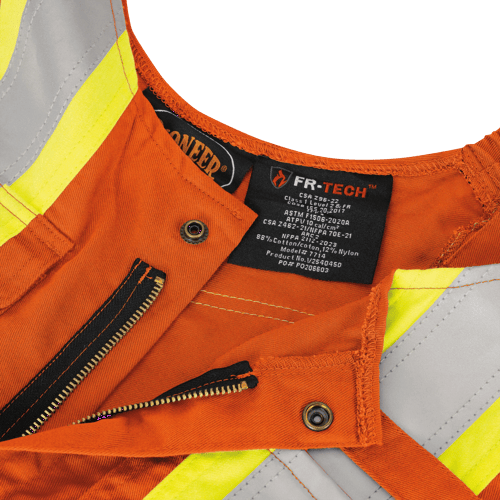 FR-Tech® Hi-Vis 88/12 7 oz FR/ARC-Rated Safety Overalls – Zipper Closure – Hi-Vis Orange – XL