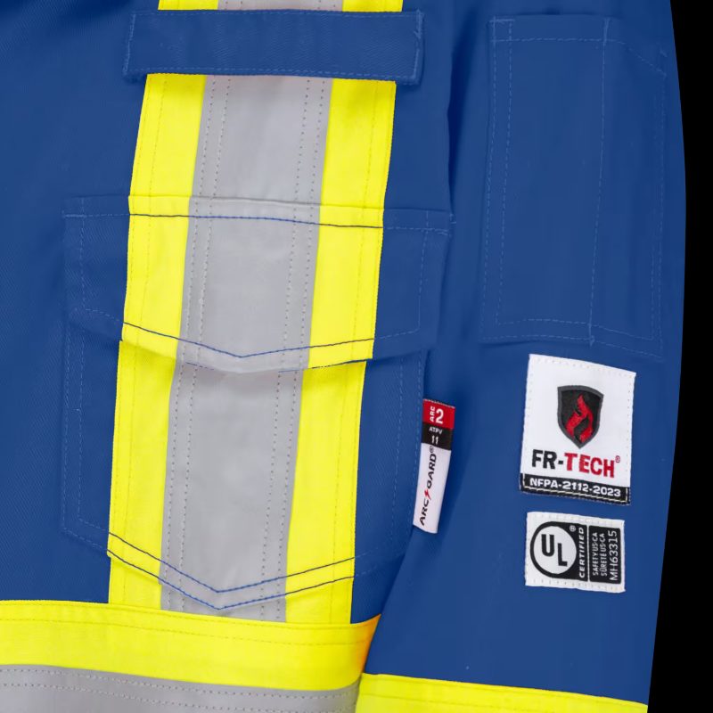 FR-Tech® Hi-Vis 88/12 7 oz FR/ARC-Rated Safety Coveralls – Zipper Closure – Black – 40