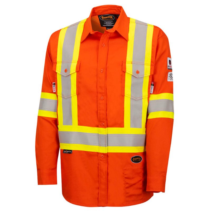 FR-Tech® Hi-Vis 88/12 7 oz FR/Arc-Rated Safety Shirt – Hi-Vis Orange – L